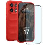 Kit protectie 2 in 1 BizonMobile, Carcasa Bizon Tur si Folie sticla securizata Bizon Glass Edge, compatibil cu Xiaomi 17, Rosu 2 - lerato.ro