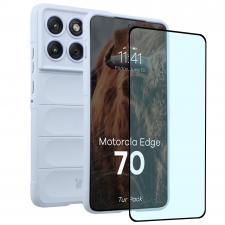 Huse si carcase Motorola Edge 70, Kit protectie 2 in 1 BizonMobile, Carcasa Bizon Tur si Folie sticla securizata Bizon Glass Edge, compatibil cu Motorola Edge 70, Light Blue, lerato.ro