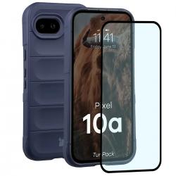 Kit protectie 2 in 1 BizonMobile, Carcasa Bizon Tur si Folie sticla securizata Bizon Glass Edge, compatibil cu Google Pixel 10a, Dark Blue
