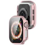 Carcasa cu protectie ecran din sticla securizata BizonMobile compatibila cu Apple Watch 10 / 11 46mm, Roz 5 - lerato.ro