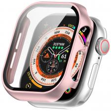 Carcasa cu protectie ecran din sticla securizata BizonMobile compatibila cu Apple Watch 10 / 11 46mm, Roz