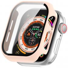 Carcasa cu protectie ecran din sticla securizata BizonMobile compatibila cu Apple Watch 10 / 11 42mm, Roz