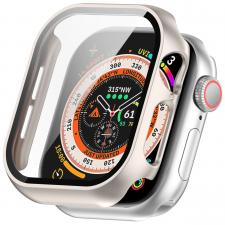 Carcasa cu protectie ecran din sticla securizata BizonMobile compatibila cu Apple Watch 10 / 11 46mm, Champagne