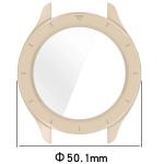 Carcasa cu protectie ecran din sticla securizata BizonMobile compatibila cu Xiaomi Watch S4 47mm, Bej 3 - lerato.ro