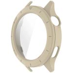 Carcasa cu protectie ecran din sticla securizata BizonMobile compatibila cu Xiaomi Watch S4 47mm, Bej 4 - lerato.ro