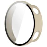 Carcasa cu protectie ecran din sticla securizata BizonMobile compatibila cu Xiaomi Watch S4 41mm, Bej 4 - lerato.ro