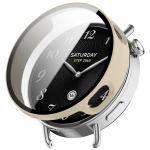 Carcasa cu protectie ecran din sticla securizata BizonMobile compatibila cu Xiaomi Watch S4 41mm, Bej 2 - lerato.ro