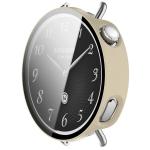 Carcasa cu protectie ecran din sticla securizata BizonMobile compatibila cu Xiaomi Watch S4 41mm, Bej 7 - lerato.ro
