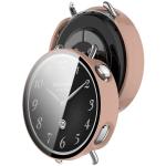 Carcasa cu protectie ecran din sticla securizata BizonMobile compatibila cu Xiaomi Watch S4 41mm, Roz 5 - lerato.ro