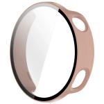 Carcasa cu protectie ecran din sticla securizata BizonMobile compatibila cu Xiaomi Watch S4 41mm, Roz 4 - lerato.ro