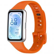 Accesorii bratara fitness, Curea din silicon BizonMobile compatibila cu Huawei Band 11 / 11 Pro, Portocaliu, lerato.ro