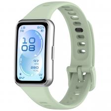 Accesorii bratara fitness, Curea din silicon BizonMobile compatibila cu Huawei Band 11 / 11 Pro, Light Green, lerato.ro