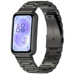 Curea din otel inoxidabil Bizon Strap Watch Aura compatibila cu Huawei Band 11 / 11 Pro, Negru 2 - lerato.ro