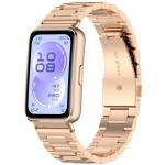 Curea din otel inoxidabil Bizon Strap Watch Aura compatibila cu Huawei Band 11 / 11 Pro, Rose Gold 2 - lerato.ro