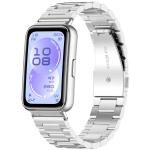 Curea din otel inoxidabil Bizon Strap Watch Aura compatibila cu Huawei Band 11 / 11 Pro, Silver 2 - lerato.ro