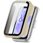 Carcasa cu protectie ecran BizonMobile Adamo compatibila cu Huawei Band 11, Bej 2 - lerato.ro