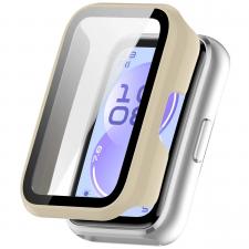Accesorii Huawei Band, Carcasa cu protectie ecran BizonMobile Adamo compatibila cu Huawei Band 11, Bej, lerato.ro