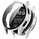 Carcasa cu protectie ecran din sticla securizata BizonMobile compatibila cu Samsung Galaxy Watch 7 44 mm, Satin Silver 2 - lerato.ro