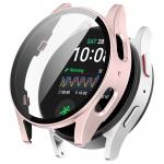 Carcasa cu protectie ecran din sticla securizata BizonMobile compatibila cu Samsung Galaxy Watch 7 40 mm, Satin Pink 2 - lerato.ro