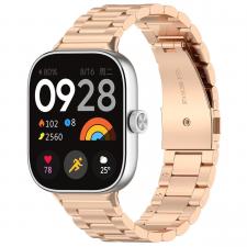 Accesorii Xiaomi Redmi Watch 6, Curea din otel inoxidabil Bizon Strap Watch Aura compatibila cu Xiaomi Redmi Watch 6 / 5 / 4 / Smart Band 10 Pro / 9 Pro / 8 Pro, Rose Gold, lerato.ro