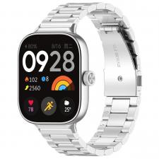 Accesorii Xiaomi Redmi Watch 6, Curea din otel inoxidabil Bizon Strap Watch Aura compatibila cu Xiaomi Redmi Watch 6 / 5 / 4 / Smart Band 10 Pro / 9 Pro / 8 Pro, Silver, lerato.ro