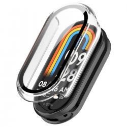 Carcasa cu protectie ecran din sticla securizata BizonMobile compatibila cu Xiaomi Smart Band 10, Transparent