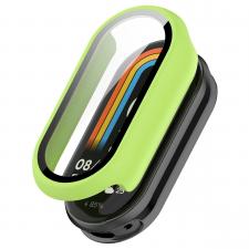 Gadgeturi, Carcasa cu protectie ecran din sticla securizata BizonMobile compatibila cu Xiaomi Smart Band 10, Light Green, lerato.ro