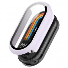 Gadgeturi, Carcasa cu protectie ecran din sticla securizata BizonMobile compatibila cu Xiaomi Smart Band 10, Light Purple, lerato.ro