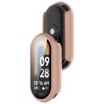 Carcasa cu protectie ecran din sticla securizata BizonMobile compatibila cu Xiaomi Smart Band 10, Roz 6 - lerato.ro