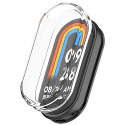 Carcasa cu protectie ecran BizonMobile Felipe compatibila cu Xiaomi Smart Band 10, Transparent