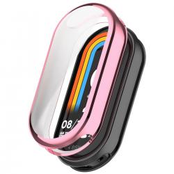 Carcasa cu protectie ecran BizonMobile Felipe compatibila cu Xiaomi Smart Band 10, Roz