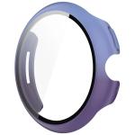 Carcasa cu protectie ecran din sticla securizata BizonMobile compatibila cu Google Pixel Watch 3 45mm, Mov / Albastru 4 - lerato.ro