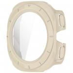 Carcasa cu protectie ecran din sticla securizata BizonMobile compatibila cu Samsung Galaxy Watch Ultra 47 mm, Bej 4 - lerato.ro