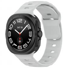 Gadgeturi, Curea din silicon BizonMobile compatibila cu Samsung Galaxy Watch Ultra 47 mm, Light Grey, lerato.ro