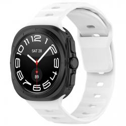 Curea din silicon BizonMobile compatibila cu Samsung Galaxy Watch Ultra 47 mm, Alb