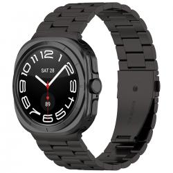 Curea din otel inoxidabil Bizon Strap Watch Aura compatibila cu Samsung Galaxy Watch Ultra 47 mm, Negru