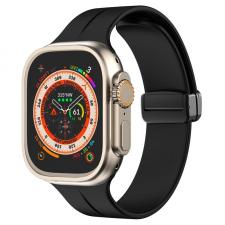 Curea din silicon BizonMobile compatibila cu Apple Watch 44/45/46/49 mm, Negru