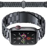 Curea din otel inoxidabil Bizon Strap Watch Aura compatibila cu Apple Watch 42/44/45/46/49 mm, Negru 3 - lerato.ro