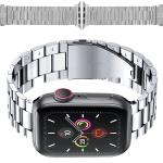 Curea din otel inoxidabil Bizon Strap Watch Aura compatibila cu Apple Watch 42/44/45/46/49 mm, Silver 3 - lerato.ro