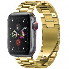 Curea din otel inoxidabil Bizon Strap Watch Aura compatibila cu Apple Watch 42/44/45/46/49 mm, Gold