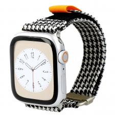Accesorii Apple Watch, Curea Bizon Strap Watch Urban compatibila cu Apple Watch 38/40/41 mm, Alb / Negru, lerato.ro