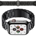 Curea din otel inoxidabil Bizon Strap Watch Aura compatibila cu Apple Watch 38/40/41 mm, Negru 3 - lerato.ro