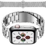 Curea din otel inoxidabil Bizon Strap Watch Aura compatibila cu Apple Watch 38/40/41 mm, Silver 3 - lerato.ro