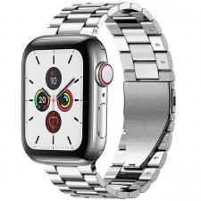 Curea din otel inoxidabil Bizon Strap Watch Aura compatibila cu Apple Watch 38/40/41 mm, Silver