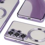 Carcasa cu protectie pentru camera Bizon GuardO cu MagSafe compatibila cu Samsung Galaxy S26 Ultra, Transparent / Mov 5 - lerato.ro