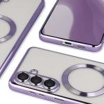 Carcasa cu protectie pentru camera Bizon GuardO cu MagSafe compatibila cu Samsung Galaxy S26 Plus, Transparent / Mov 5 - lerato.ro