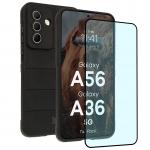 Kit protectie 2 in 1 BizonMobile, Carcasa Bizon Tur si Folie sticla securizata Bizon Glass Edge, compatibil cu Samsung Galaxy A36 5G / A56 5G, Negru 2 - lerato.ro