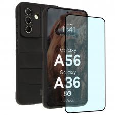 Kit protectie 2 in 1 BizonMobile, Carcasa Bizon Tur si Folie sticla securizata Bizon Glass Edge, compatibil cu Samsung Galaxy A36 5G / A56 5G, Negru