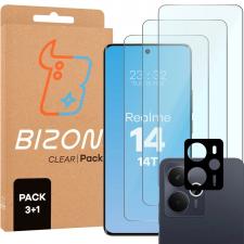 Set protectie 4in1 Bizon Glass Clear Pack, 3 folii sticla ecran + 1 folie sticla camera foto, compatibil cu Realme 14 5G / 14T 5G, Transparent