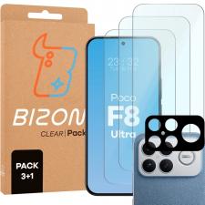 Set protectie 4in1 Bizon Glass Clear Pack, 3 folii sticla ecran + 1 folie sticla camera foto, compatibil cu Xiaomi Poco F8 Ultra, Transparent